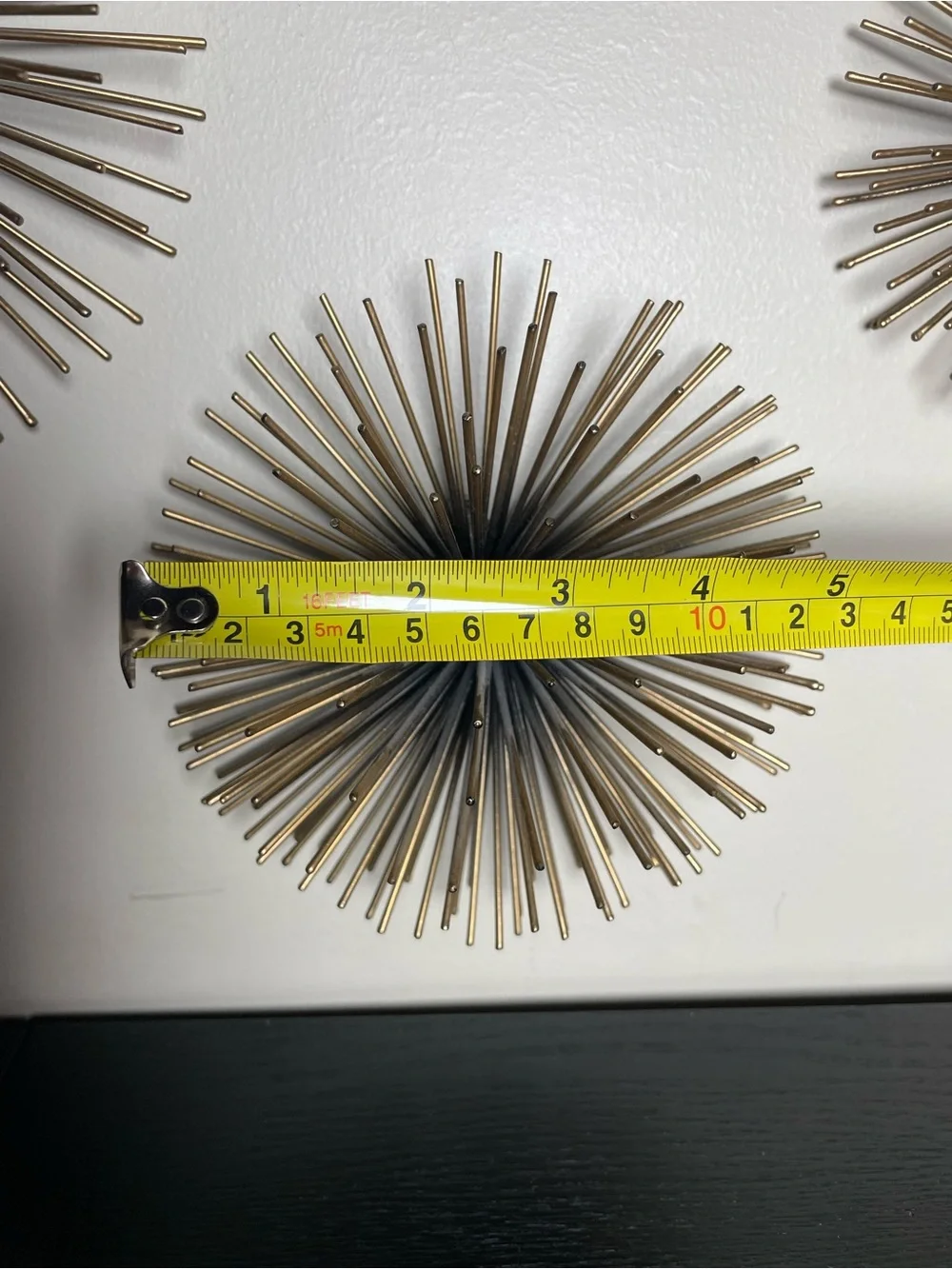 Metal Starburst Mid Century Modern Wall Sculptures - Bronze Set of 3